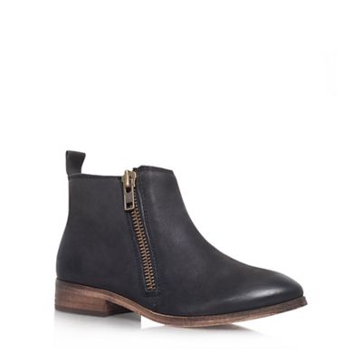 Black 'Spitfire' leather flat ankle boot